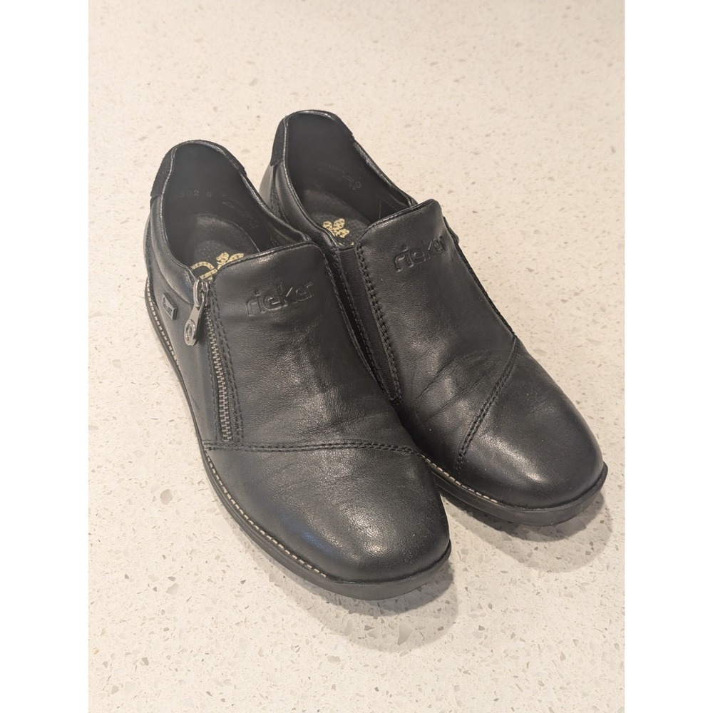 Rieker Shoes Boots Womens EU 40 US 9 Black Comfort Sneaker Side Zip Leather